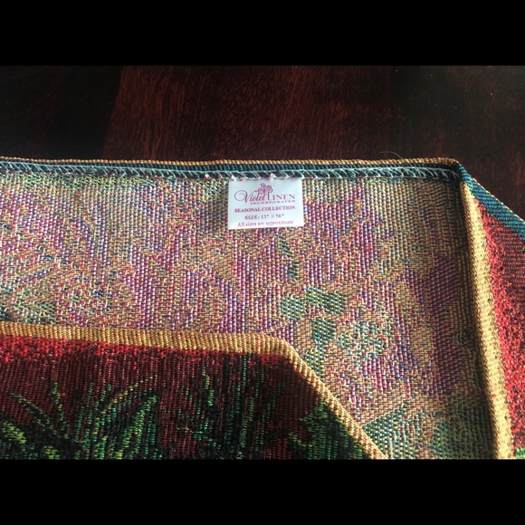 Violet Linen Christmas Tapestry Table Runner - Picture 5 of 6